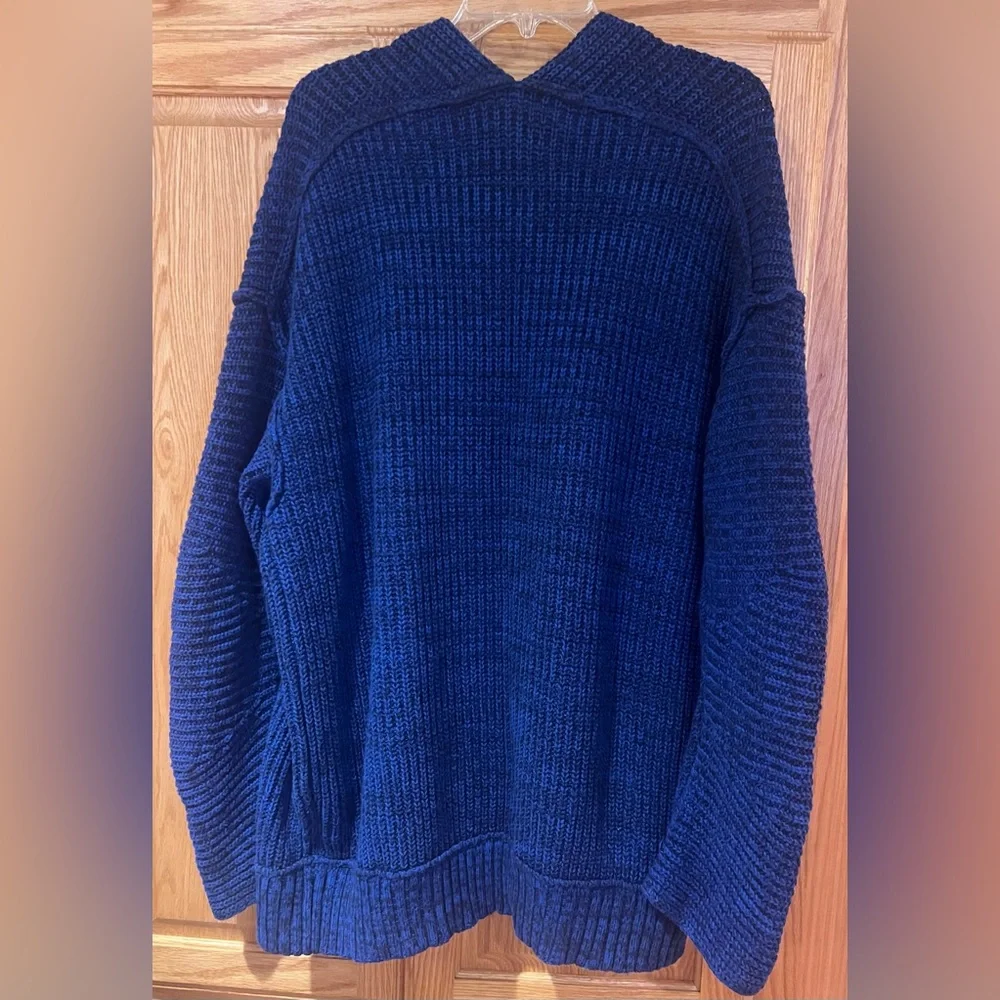 Free People High Hopes Chunky Knit Open‎ Front Cardigan in Blue Combo Size Large